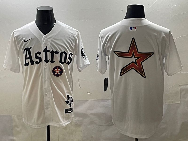 Men 2025 Houston Astros Blank White Five generations Joint Name Nike MLB Jersey style 21->houston astros->MLB Jersey